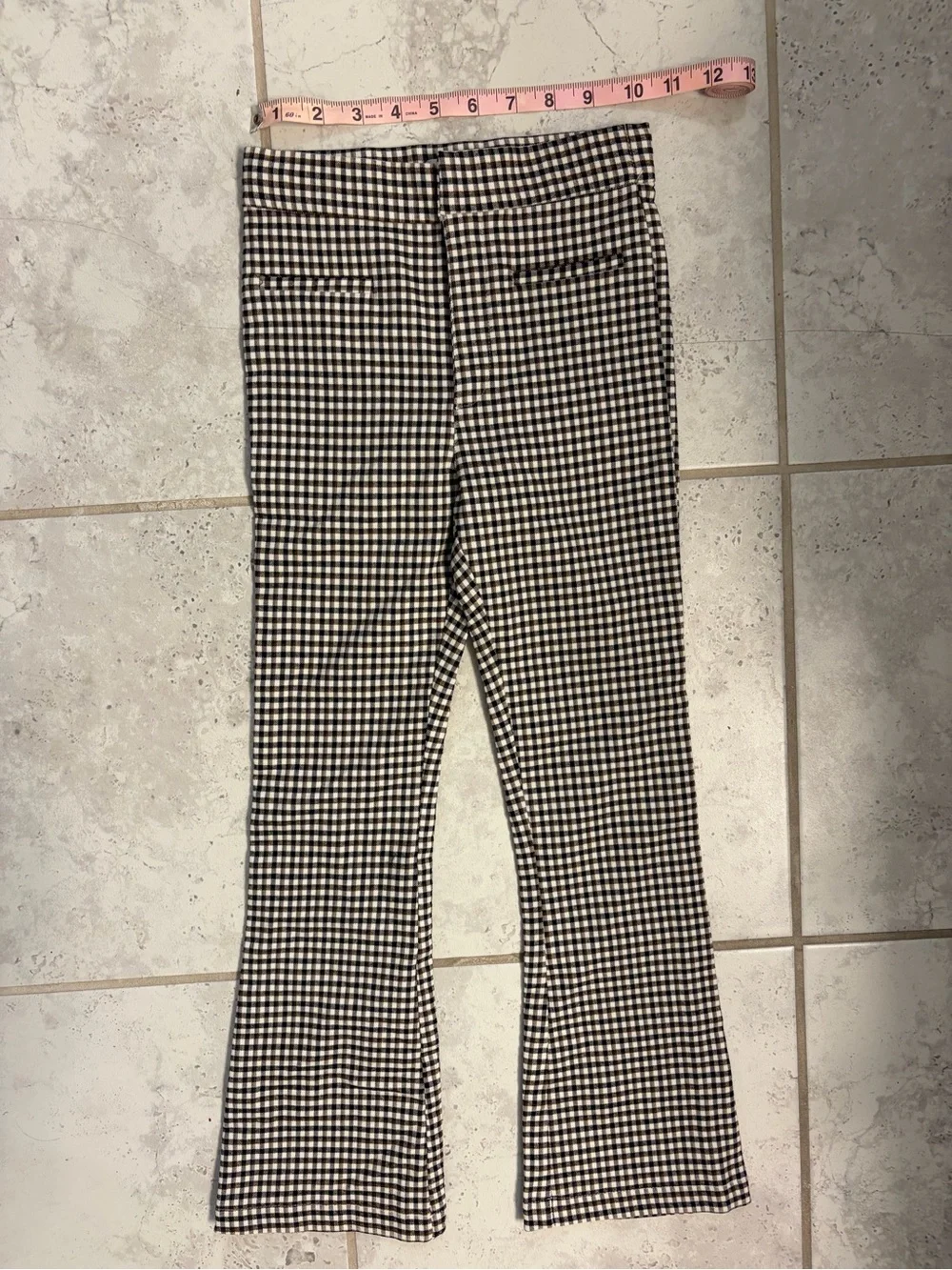 ✨Zara Kids | Girls Brown, Blk, Ivory Gingham Flare Pants | Sz 9 - Picture 5 of 6